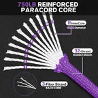 Paracord Rope 750 - Parachute para Cord 4mm 11 Strand Spool Rope Utility Nylon String for Outdoor Camping Survival Utility Tent Crafting DIY Projects - Purple 100ft