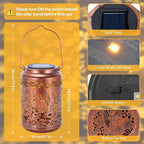 Solar Lanterns Outdoor Waterproof Solar Garden Lights Hummingbird Gifts for Women Mom Grandma 50LM LED Metal Hanging Lanterns with Handle Garden Decor Light for Table Pathway Walkway, 1 Pack
