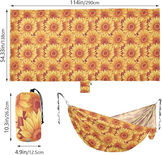 Glowing Sunflowers Camping Hammocks Swing Hammock for Camping Travel Accessories