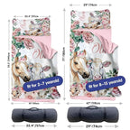 Custom Toddler Nap Mat for Preschool, Personalized Name Pink Kids Sleeping Bag with Horse Pattern for Daycare, Roll Up Sleeping Mat with Removable Pillow and Soft Dot Minky Blanke for Girls Camping