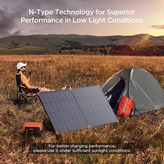 180W Portable Solar Panel N-Type 16BB,25% High Efficiency Foldable Solar Charger for Jackery 1000V2/Ecoflow Delta/Bluetti/Anker Solix,12.3 LBS IP68 Waterproof for RV Camping Off-Grid