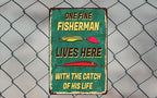Funny Fishing Sign Fishing Gifts For Men Fishing Decor One Fine Fisherman With The Catch Of His Life Signs Man Cave Decor Retro Fishing Metal Sign Fishing Lovers Wall Decorations 8x12 Inch