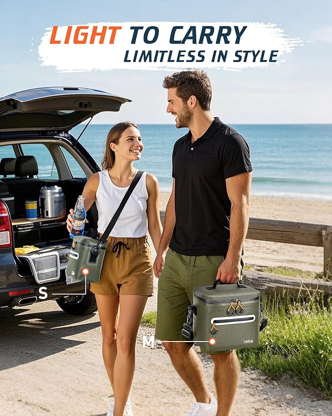 Soft-Sided Cooler Bag, 8/16 Can Insulated Lunch Box, Waterproof, Leak-Proof, Portable Lunch Bag for Work, Beach, Drink, Travel, Camping, Picnic, Gift