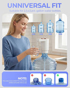 Water Jug Pump for 5 Gallon Bottle – Portable Electric USB-C Charging Dispenser, Dual Powerful Motors, Fast Flow, Fits 2-5 Gallon Jugs – Ideal for Home, Office, Camping, RV, White