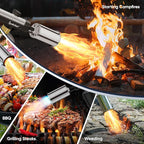 Propane Torch Gun with One-Touch Max Fire, Kitchen Blow Torch with a Safety Lock for Sous Vide Searing Steak, Grill, Charcoal Starter, Campfire(Propane Tank Not Included)