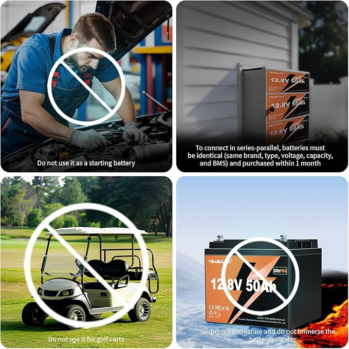 2 Pack 12V 50Ah LiFePO4 Lithium Battery for Trolling Motor, 50A BMS 4000+ Deep Cycle Output Power 640W Lithium Iron Phosphate Battery Perfect for RV Fish Finder Marine