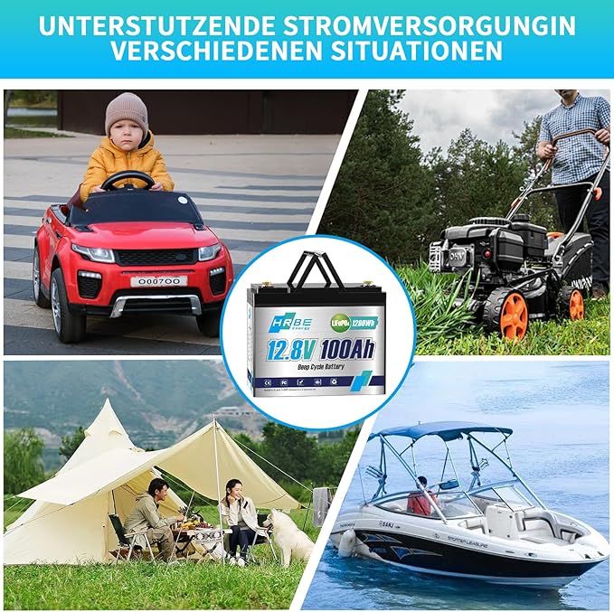 12.8V 100Ah LiFePO4 Deep Cycle Battery, 8000+ Cycles 1280Wh, Built-in 100A BMS, Replace AGM/Lead Acid for RV, Solar System, Boat, Marine, Trolling Motor, Camping