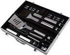 16-Piece BBQ Grill Accessories Set - Barbecue Tool Kit with Aluminum Case for Home Grilling - Great Gift for Birthday or Father’s Day by Home-Complete