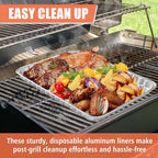 SafBbcue Disposable Grill Toppers 15 Pack Disposable Aluminum Foil Grill Topper Pans BBQ Grill Grate Liners for Outdoor Cooking & Camping Prevents Food from Sticking or Falling Through The Grill