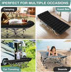 ZENPETIO Camping Cot for Adults, Heavy-Duty Portable Cot Bed with Mattress, Foldable Padded Sleeping Cots for Camping Travel Tent Day Bed Outdoor & Home Guest, Max Load 500 LBS, 75x28x15”