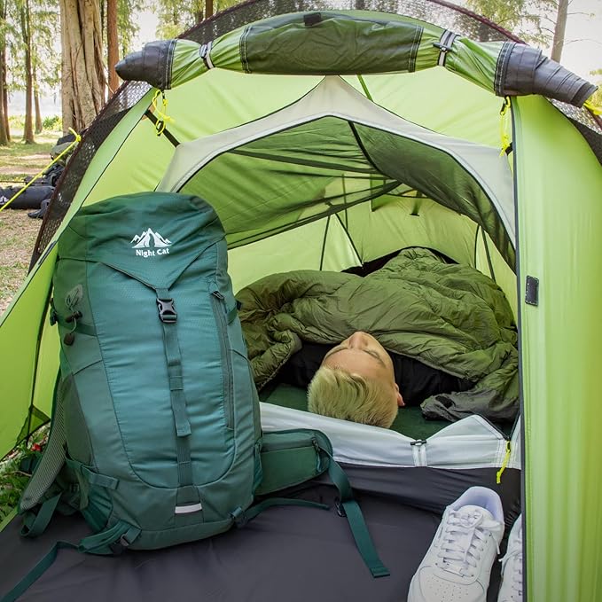 Night Cat Ultralight Tunnel Tent: Waterproof Lightweight Two People Backpacking Tent for Outdoor Camping Hiking Treeking with Double Layers Aluminum Poles and Footprint
