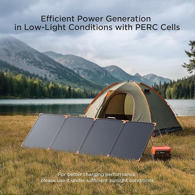 200W Portable Solar Panel (Tempered Glass),Heavy-Duty Foldable Mono Solar Charger for Jackery Explorer 1000 v2/EcoFlow Delta 2/Bluetti,IP67 Waterproof Off-Grid Power for RV Camping Power Backup