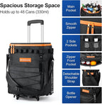 Odoland 48/72 Can Rolling Cooler Bag with Wheels & Handle, Collapsible Insulated Ice Chest for Beach, Camping & Tailgating - Portable Travel Soft Cooler on Wheels, Collapses for Easy Storage