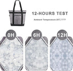 BeeGreen Insulated Cooler Bag with Handles Oversized Sturdy Leakproof Freezer Shopping Tote for Groceries Heavy Duty Thermal Food Delivery Bag Charcoal