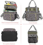 LOKASS Lunch Box for Women-16L-Insulated Lunch Bag Women, Expandable Double-layer Leakproof Cooler Bag with Upgrade Adjustable Shoulder Strap Ideal for Work/Travel/Picnics（Black Flower）