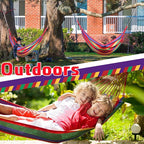 Windyun 2 Sets Cotton Canvas Hammock Large Double Hammock 400lbs Portable Camping Hammocks for Outside with Carrying Bag Sturdy Metal Knot Ropes and Tree Straps for Travel Patio Garden Backyard (Red)
