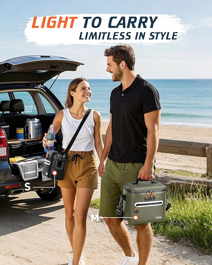 Soft-Sided Cooler Bag, 8/16 Can Insulated Lunch Box, Waterproof, Leak-Proof, Portable Lunch Bag for Work, Beach, Drink, Travel, Camping, Picnic, Gift