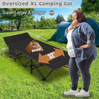H&ZT Adults Patio Chaise with Mattress, Outdoors Portable Bed Frame for Adults