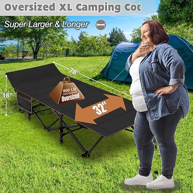 H&ZT Adults Patio Chaise with Mattress, Outdoors Portable Bed Frame for Adults