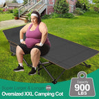 LILYPELLE Folding Camping Cot, Extra Wide Heavy Duty Sleeping Cots with Carry Bag, Double Layer Oxford Portable Travel Camp Cots for Home, Office Nap and Outdoor Beach