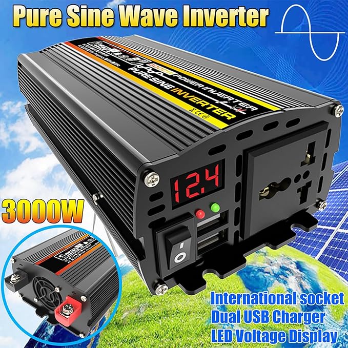 50W Portable Solar Panel Kit with 3000W Inverter, USB Port & 50A Controller - Ideal for Camping, Picnic, and Emergency Power Supply (DC12V-AC110V/220V)