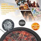 Fire Pits for Outside Wood Burning，3 in 1 Split Fire Pit with Rotating Table, Grill, Poker & Waterproof Cover, Portable Heavy Duty Steel Outdoor Firepit for Camping, Patio, Backyard