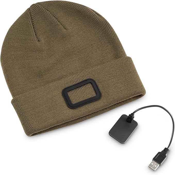POWERCAP LED Hat Light 150 Lumens Rechargeable Fleece Beanie with Bright Built-in Headlamp Waterproof LED Warm One Size Cap