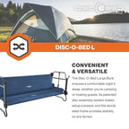 Disc-O-Bed Large Outdoor Convertible 2 Person Bench and Double Camping Cot Portable Bed Bunk System for Adults, Navy