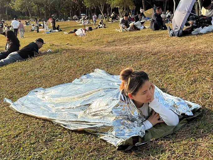 Emergency Survival Tent 2-Person Mylar Tube Tent – Windproof & Waterproof All-Weather Life Shelter, Must-Have Survival Gear for Camping, Hiking, Outdoor Emergencies & Survival Kits. Silver