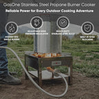 GasOne Stainless Steel Propane Burner Cooker With Regulator with Steel Braided Hose For Outdoor Cooking, Turkey Fry