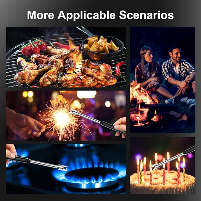 2 Pack Plasma Arc Electric Candle Lighters Rechargeable, Flexible Gooseneck Long Reach for Scented Candles, BBQ Grill &Camping - Windproof Design Lighters - Stocking Stuffers, Black & Blue