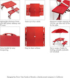 Picnic TIME Portable Folding Picnic Table with Seats for 4, Collapsible Aluminum Table with Benches & Umbrella Hole, Lightweight Foldable Table for Camping, Travel, Backyard, Tailgating | with Umbrella Hole