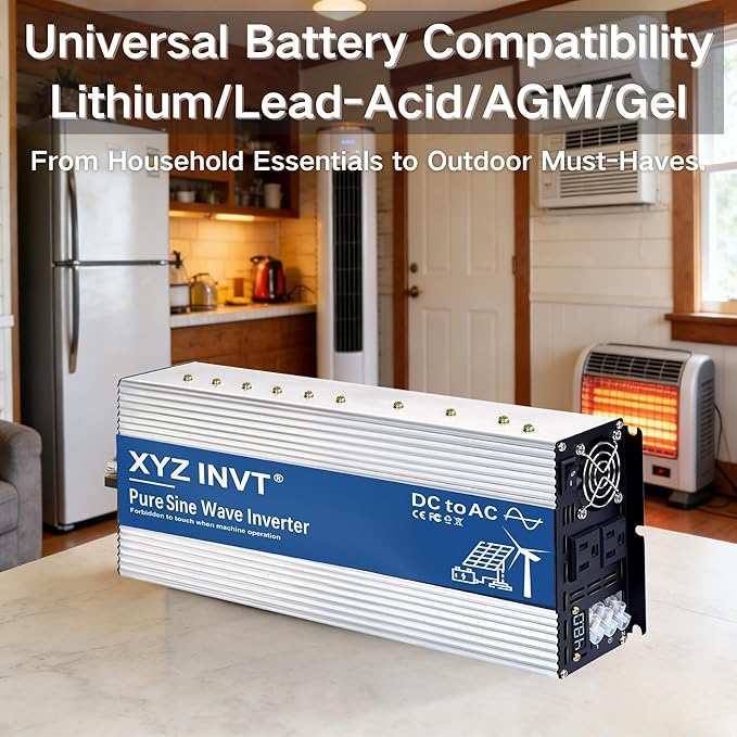 3500W Pure Sine Wave Inverter DC 48V to AC 110V 120V Power Inverter with Dual AC Outlets & Hardwire Terminal & LED Display for Solar,Home Backup Power,Outdoor Over 90% Efficiency