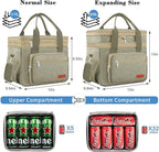 Coobiiya Large Expandable Insulated Lunch Bag Cooler Bag，12-23L Lunch Box for Men Double Deck Leakproof，Heavy Duty LunchBag Cooler Bags for Camping, Travel, Kayaking & Beach