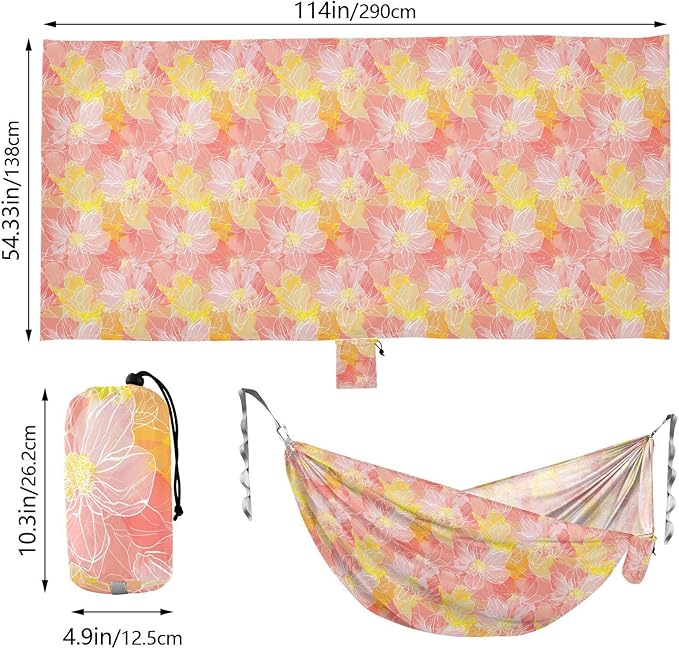 Abstract Bright Flowers Hammocks Cloth Hammock for Camping Travel Accessories