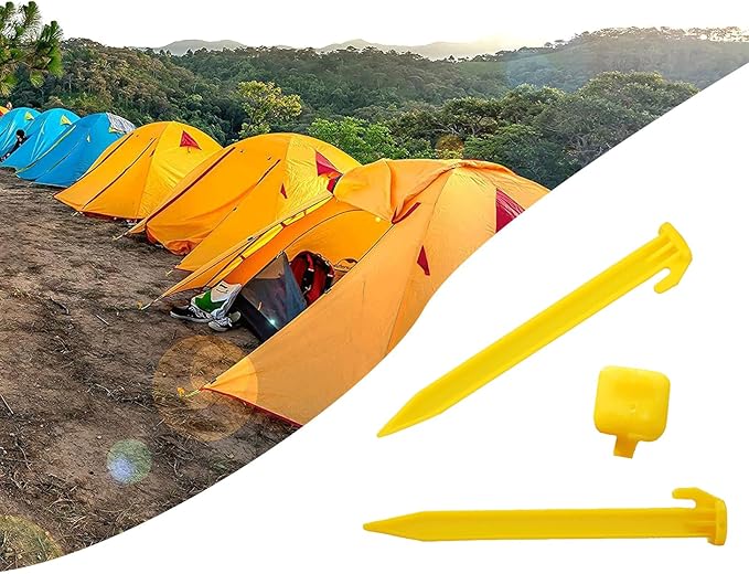 12PCS Plastic Tent Stakes Camping Accessories Camping Tent Stakes Heavy Duty Sand Stakes for Beach Ground Stakes Tent Poles for Camping, Backpacking, Hiking Tent, Hammocks and Outdoor Canopy