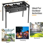Giantex Outdoor Triple Burner Stove, High Pressure 3 Burner Stand Max. 225,000 BTU total, 0-20 PSI Regulator Detachable Legs, Portable 3 Propane Grill Burner Stove for Camping Picnic Cookout