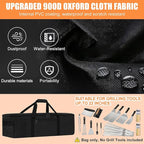 Grill Tool Storage Bag, Outdoor BBQ Utensil Storage with Pockets for BBQ Tools up to 22", Large Grilling Utensil Holder Storage Caddy, Barbecue Tool Sets Case for Camping Picnic,Bag Only,Black