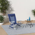 GCI Outdoor Backpack Beach Chair | Reclining Folding Chair with Durable Armrests, Drink Holder & Carry Straps, Perfect for Beach Trips & Picnics — Nautical Blue