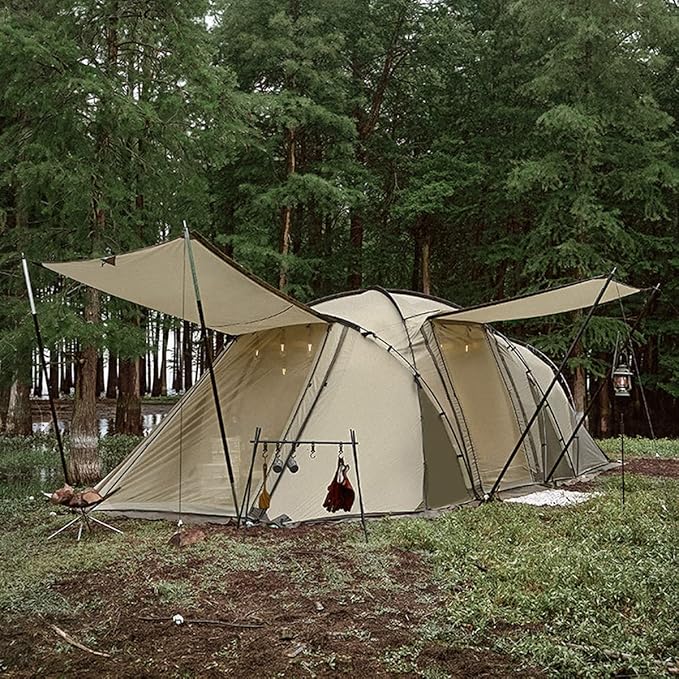 Outdoor Camping Tent Rain and Sun Protection Tunnel Tent Family Tent for Hiking Backpacking Traveling