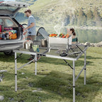 RedSwing Portable Grill Table for Outside, Aluminum Folding Grill Stand Table for Outdoor Camping Picnic BBQ, Lightweight Adjustable Height, 36"x24"x15"/28" Sliver