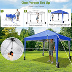 10x10 Pop Up Canopy with Sidewalls, Outdoor Instant Canopy Tent with Carry Bag for Commercial Events, Camping, Backyard Parties - Blue