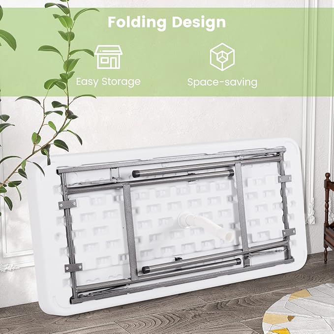 Giantex 4 FT Folding Ice Cooler Table with Drain & Bucket, Removable Skirt, No Assembly, Portable Fill and Chill Table for Food Drink Beverage, Foldable Party Ice Bin for Camping BBQ, White