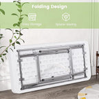 Giantex 4 FT Folding Ice Cooler Table with Drain & Bucket, Removable Skirt, No Assembly, Portable Fill and Chill Table for Food Drink Beverage, Foldable Party Ice Bin for Camping BBQ, White