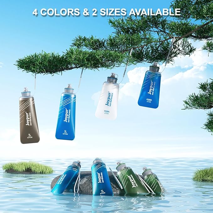 Collapsible Squeeze Water Filter Bottle-650ml with Filter with NSF/FDA Certification Befree or Peak Series Replacement for Hiking,Running,Camping,Travel,Cycling,Fishing,BPA-Free(Green)