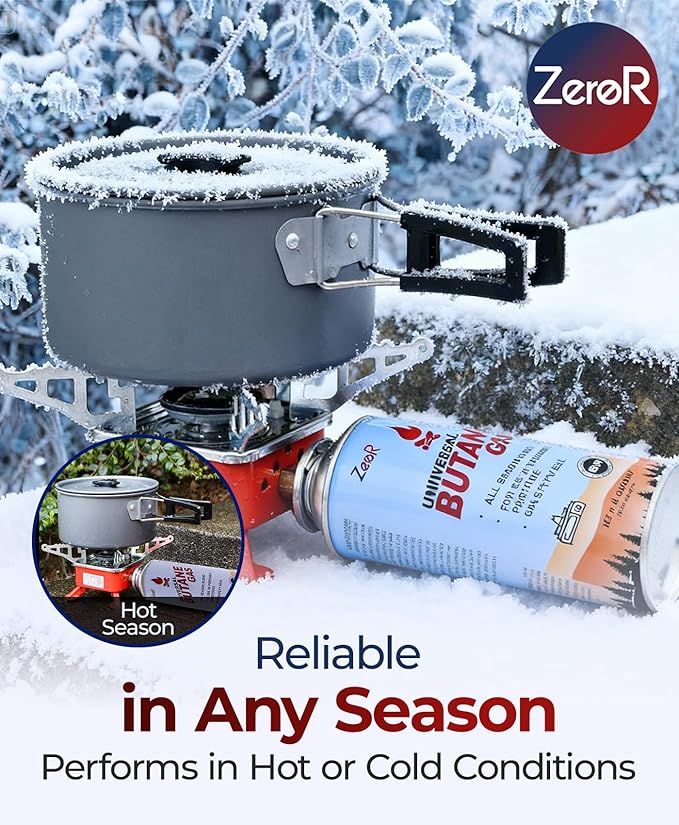 ZeroR Butane Fuel Canister Cartridge 13.4 fl oz (390 mL) | Compatible with Portable Camping Stoves and Torches