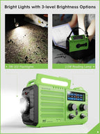 Raynic Weather Radio, 5000mAh/18500mWh Solar Hand Crank Emergency Radio, Battery Powered AM/FM/SW/NOAA Weather Alert Radio with Flashlight, Cell Phone Charger and SOS Siren for Power Outages (Green)