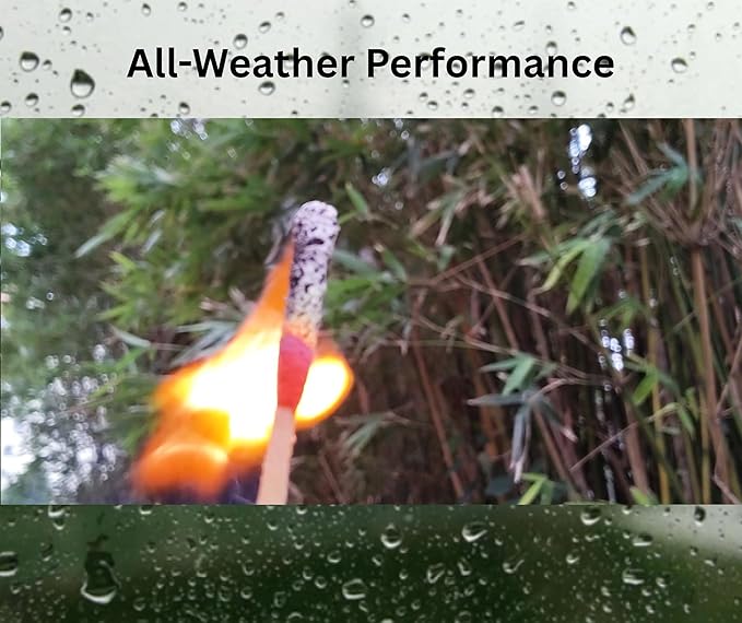 Emergency Fire Starter | Windproof & Waterproof Storm Matches with Waterproof Case & Wax Rope | Survival Gear for Camping, Hiking, Bushcraft, Outdoor Survival