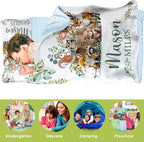 Personalized Toddler Nap Mats for Preschool, Custom Name Kids Sleeping Bag for Daycare, Roll Up Sleeping Mat with Removable Pillow and Soft Dot Minky Blanke for Boys Camping Travel