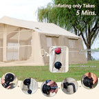 Inflatable Camping Tent with Hand Pump Waterproof Outdoor Blow up Tent 2-8 Person Oxford 4 Season Glamping Air Tent Cabin House with Mesh Windows & Door